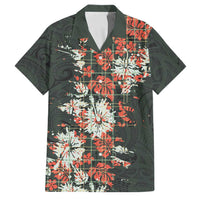 Hawaii Tartan With Hibiscus Family Matching Short Sleeve Bodycon Dress and Hawaiian Shirt Polynesian Pattern Vintage