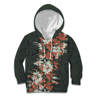 Hawaii Tartan With Hibiscus Kid Hoodie Polynesian Pattern Vintage LT9 Hoodie Dark Green - Polynesian Pride