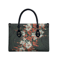 Hawaii Tartan With Hibiscus Leather Bag Polynesian Pattern Vintage