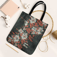 Hawaii Tartan With Hibiscus Tote Bag Polynesian Pattern Vintage