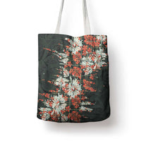 Hawaii Tartan With Hibiscus Tote Bag Polynesian Pattern Vintage