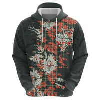 Hawaii Tartan With Hibiscus Zip Hoodie Polynesian Pattern Vintage