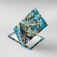 Japanese Hawaiian Crane Canvas Wall Art Blue Tapa Patchwork Pattern LT9 With Frame Blue - Polynesian Pride