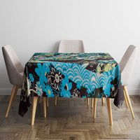 Japanese Hawaiian Crane Tablecloth Blue Tapa Patchwork Pattern LT9 - Polynesian Pride