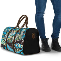 Japanese Hawaiian Crane Travel Bag Blue Tapa Patchwork Pattern LT9 - Polynesian Pride