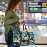 Japanese Hawaiian Crane Travel Bag Blue Tapa Patchwork Pattern LT9 - Polynesian Pride