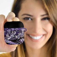Japanese Hawaiian Crane AirPods Case Purple Tapa Patchwork Pattern LT9 - Polynesian Pride