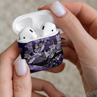 Japanese Hawaiian Crane AirPods Case Purple Tapa Patchwork Pattern LT9 - Polynesian Pride