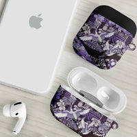 Japanese Hawaiian Crane AirPods Case Purple Tapa Patchwork Pattern LT9 - Polynesian Pride