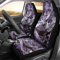 Japanese Hawaiian Crane Car Seat Cover Purple Tapa Patchwork Pattern