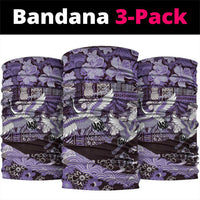 Japanese Hawaiian Crane Neck Gaiter Purple Tapa Patchwork Pattern