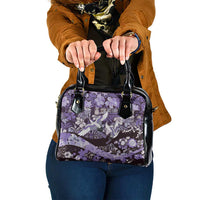 Japanese Hawaiian Crane Shoulder Handbag Purple Tapa Patchwork Pattern LT9 One Size Purple - Polynesian Pride