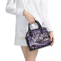 Japanese Hawaiian Crane Shoulder Handbag Purple Tapa Patchwork Pattern LT9 - Polynesian Pride