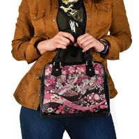 Japanese Hawaiian Crane Shoulder Handbag Soft Pink Tapa Patchwork Pattern