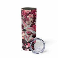 Japanese Hawaiian Crane Skinny Tumbler Soft Pink Tapa Patchwork Pattern LT9 - Polynesian Pride