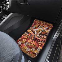 Japanese Hawaiian Crane Car Mats Yellow Ochre Tapa Patchwork Pattern