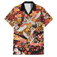 Japanese Hawaiian Crane Family Matching Mermaid Dress and Hawaiian Shirt Yellow Ochre Tapa Patchwork Pattern
