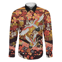 Japanese Hawaiian Crane Family Matching Mermaid Dress and Hawaiian Shirt Yellow Ochre Tapa Patchwork Pattern