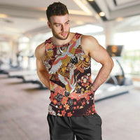 Japanese Hawaiian Crane Men Tank Top Yellow Ochre Tapa Patchwork Pattern LT9 Yellow - Polynesian Pride