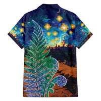 Personalised New Zealand Matariki Art Star Family Matching Off The Shoulder Long Sleeve Dress and Hawaiian Shirt Koru Fern Night Starry Sky LT9 - Polynesian Pride