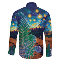 Personalised New Zealand Matariki Art Star Family Matching Off The Shoulder Long Sleeve Dress and Hawaiian Shirt Koru Fern Night Starry Sky LT9 - Polynesian Pride