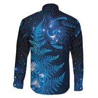 New Zealand Matariki Family Matching Off The Shoulder Long Sleeve Dress and Hawaiian Shirt Blue Milky Way Stars Night Sky LT9 - Polynesian Pride