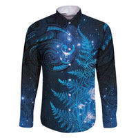 New Zealand Matariki Family Matching Short Sleeve Bodycon Dress and Hawaiian Shirt Blue Milky Way Stars Night Sky LT9 Dad's Shirt - Long Sleeve Blue - Polynesian Pride