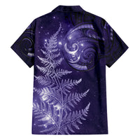 New Zealand Matariki Family Matching Short Sleeve Bodycon Dress and Hawaiian Shirt Purple Milky Way Stars Night Sky LT9 - Polynesian Pride