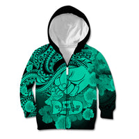 Personalised Polynesian Pride Happy Father Day Kid Hoodie I Love You Dad - Polynesian Tribal Green LT9 Zip Hoodie Green - Polynesian Pride