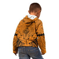 Personalised Polynesian Father's Day Gift For Dad Kid Hoodie Super Father In The World - Gold Polynesian Pattern LT9 - Polynesian Pride