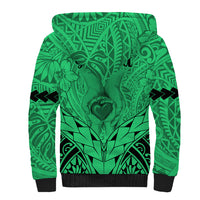 Personalised Polynesian Father's Day Gift For Dad Sherpa Hoodie Super Father In The World - Green Polynesian Pattern LT9 - Polynesian Pride