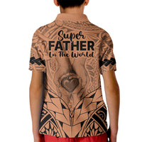 Polynesian Father's Day Gift For Dad Kid Polo Shirt Super Father In The World - Nude Polynesian Pattern LT9 - Polynesian Pride