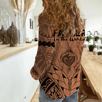 Polynesian Father's Day Gift For Dad Women Casual Shirt Super Father In The World - Nude Polynesian Pattern LT9 - Polynesian Pride