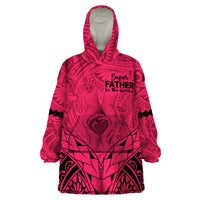 Polynesian Father's Day Gift For Dad Wearable Blanket Hoodie Super Father In The World - Pink Polynesian Pattern LT9 One Size Pink - Polynesian Pride