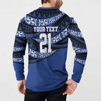 Fiji Rugby Pacific Custom Button Sweatshirt Pasifika Tapa Pattern