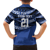 Fiji Rugby Pacific Custom Family Matching Short Sleeve Bodycon Dress and Hawaiian Shirt Pasifika Tapa Pattern