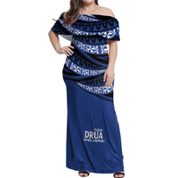 Fiji Rugby Pacific Custom Off Shoulder Maxi Dress Pasifika Tapa Pattern
