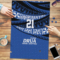 Fiji Rugby Pacific Custom Puzzle Pasifika Tapa Pattern LT9 Blue - Polynesian Pride