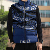 Fiji Rugby Pacific Custom Sleeveless Puffer Jacket Pasifika Tapa Pattern - Polynesian Pride