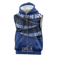 Fiji Rugby Pacific Custom Sleeveless Zip Hoodie Pasifika Tapa Pattern - Polynesian Pride
