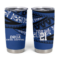 Fiji Rugby Pacific Custom Tumbler Cup Pasifika Tapa Pattern LT9 Blue - Polynesian Pride