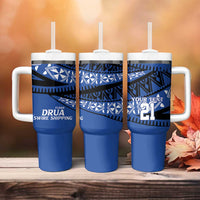 Fiji Rugby Pacific Custom Tumbler With Handle Pasifika Tapa Pattern