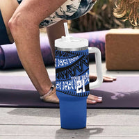 Fiji Rugby Pacific Custom Tumbler With Handle Pasifika Tapa Pattern