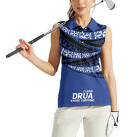 Fiji Rugby Pacific Custom Women Sleeveless Polo Shirt Pasifika Tapa Pattern