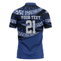 Fiji Rugby Pacific Custom Zipper Polo Shirt Pasifika Tapa Pattern - Polynesian Pride