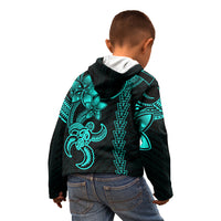 Hawaiian Tribal Kid Hoodie Polynesian Kakau Turtle - Aqua LT9 - Polynesian Pride