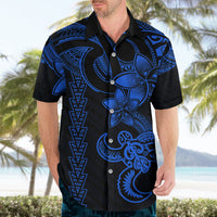 Hawaiian Tribal Hawaiian Shirt Polynesian Kakau Turtle - Blue LT9 - Polynesian Pride
