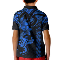 Hawaiian Tribal Kid Polo Shirt Polynesian Kakau Turtle - Blue LT9 - Polynesian Pride