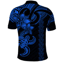 Hawaiian Tribal Polo Shirt Polynesian Kakau Turtle Blue LT9 - Polynesian Pride