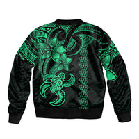 Hawaiian Tribal Bomber Jacket Polynesian Kakau Turtle - Green LT9 - Polynesian Pride